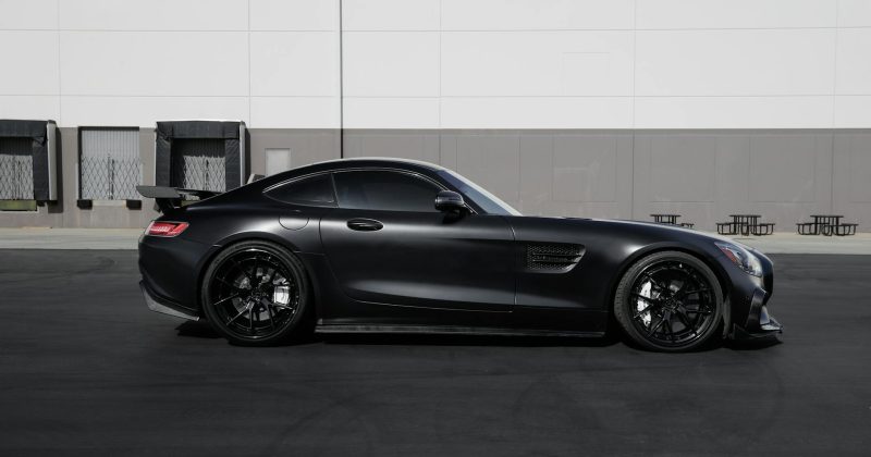 black car parked on the street